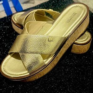 Michael Kors Metallic Gold Platform Sandals
